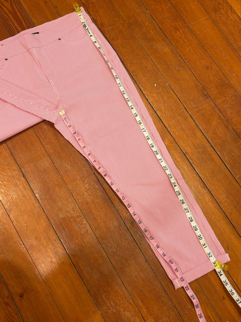 Mario Serrani Pink White Pinstripe Stretch Ankle Pants Women’s Medium M - Picture 6 of 8